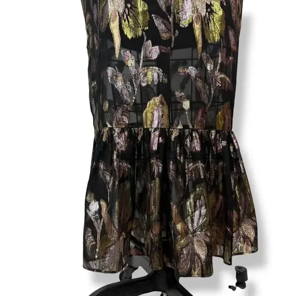 New w/ Tags WE ARE KINDRED silk metallic floral dress HARLOW FLOUNCE gown. - Picture 9 of 17